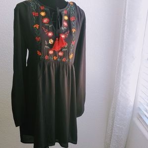 Embroided Black Dress